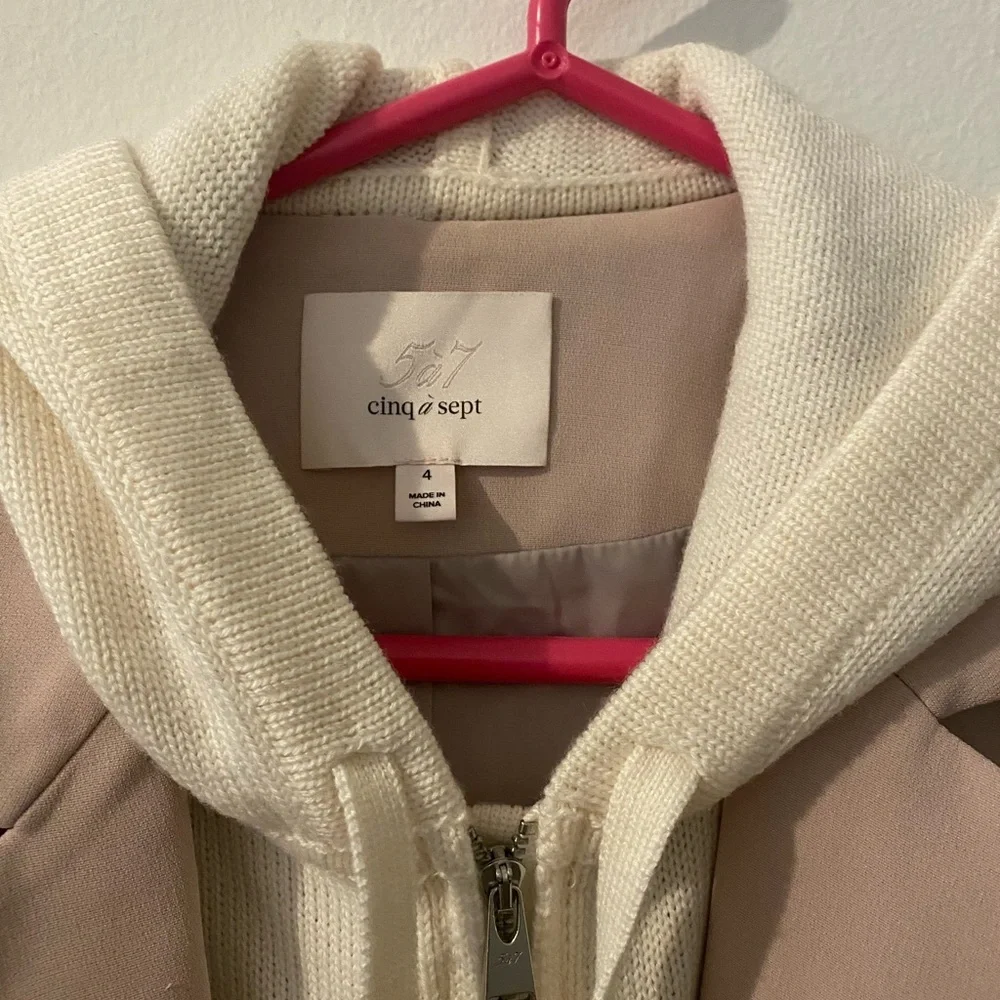 Cinq à Sept Beige Blazer with White Hoodie Detail - Picture 5 of 6